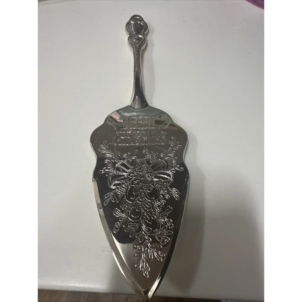 Wm Rogers Silver Plated Merry Christmas Pie Cake‎ Server Serving Trowel Vtg 1996